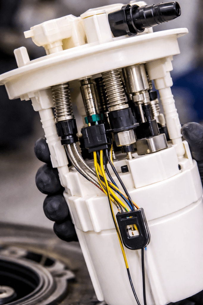 Fuel pump assembly close-up details